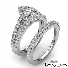Modern Halo Bridal Set diamond Ring 18k Gold White