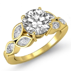 Leaf Motif Classic Sidestone diamond Hot Deals 18k Gold Yellow