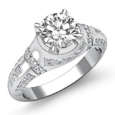 Designer 4 Prong Channel Set diamond Ring 14k Gold White