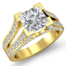Vintage Pave Split Shank diamond Ring 18k Gold Yellow