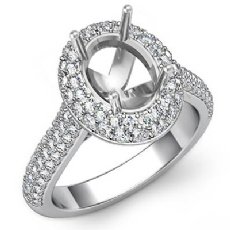 1.5Ctw Diamond Engagement Ring Halo 14k White Gold Oval Semi Mount