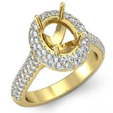 Diamond Engagement Ring Halo 14k Gold Yellow Oval Semi Mount (1.5Ct. tw.)
