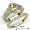 U Prong Diamond Engagement Semi Mount Ring Pear Bridal Set 18k Yellow Gold 1.25Ct - javda.com 