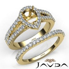 U Prong Diamond Engagement Semi Mount Ring Pear Bridal Set 14k Gold Yellow  (1.25Ct. tw.)