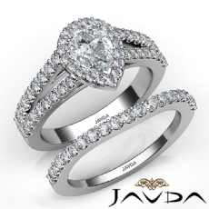 Bridal Set Split Shank diamond Ring 14k Gold White