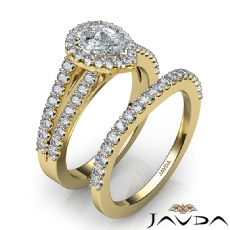 Bridal Set Split Shank diamond Ring 14k Gold Yellow