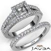 U Prong Diamond Engagement Semi Mount Ring Princess Bridal Set 14K W Gold 1.25Ct