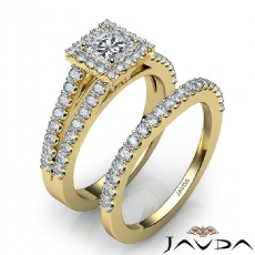 Halo Split-Shank Bridal Set diamond Ring 18k Gold Yellow