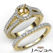 U Prong Diamond Engagement Semi Mount Ring Round Bridal Set 18k Yellow Gold 1.25Ct - javda.com 