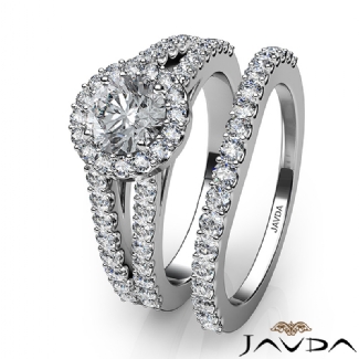 U Prong Diamond Engagement Semi Mount Ring Round Bridal Set Platinum 1.25Ct