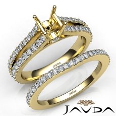 Prong Diamond Engagement Ring Asscher Bridal Set 14k Gold Yellow Semi Mount  (1.1Ct. tw.)