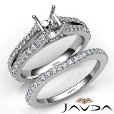 Prong Diamond Engagement Ring Asscher Bridal Set 14K White Gold Semi Mount 1.1Ct