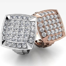 Halo Style Cluster Diamond Men's Signet Ring in 14k Rose Gold  (3Ct. tw.)