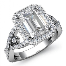 Pave Circa Halo Cross Shank diamond Ring 14k Gold White