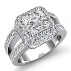 3 Row Halo Pave Vintage diamond Ring 14k Gold White