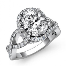 Halo Pave Set Cross-Shank diamond Ring 14k Gold White