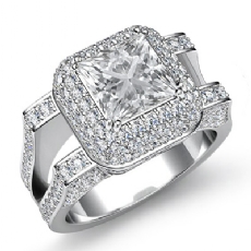 Vintage 3 Row Halo Filigree diamond Ring 14k Gold White