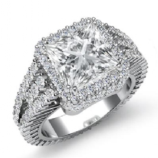 Vintage Prong Setting Halo diamond Ring 14k Gold White