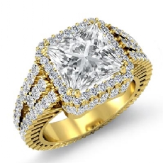 Vintage Prong Setting Halo diamond Ring 14k Gold Yellow