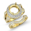 Diamond Engagement Ring Round Semi Mount Bridal Set 14k Yellow Gold 1.45Ct - javda.com 