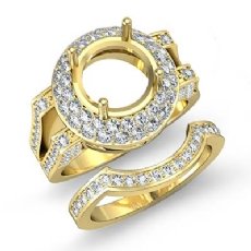 Diamond Engagement Ring Round Semi Mount Bridal Set 14k Gold Yellow  (1.45Ct. tw.)