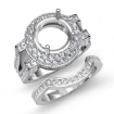 Diamond Engagement Ring Round Semi Mount Bridal Set 18k White Gold 1.7Ct - javda.com 