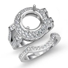 1.45Ct Pave Diamond Engagement Ring Round Semi Mount Bridal Set 14K White Gold