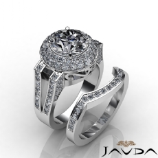 Double Halo Pave Bridal Set diamond Ring 18k Gold White