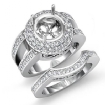 1.85Ct Round Pave Diamond Engagement Ring Platinum 950 Wedding Bridal Setting - javda.com 