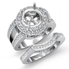 1.85 Ct Round Pave Diamond Engagement Ring 14K White Gold Wedding Bridal Setting