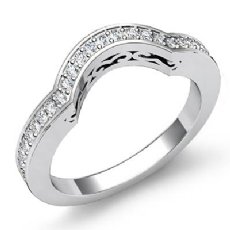 0.53Ct Pave Diamond Wedding Band Matching Set 14k White Gold