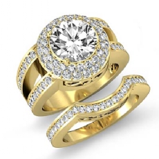 Bridal Dome Halo Split diamond Ring 14k Gold Yellow