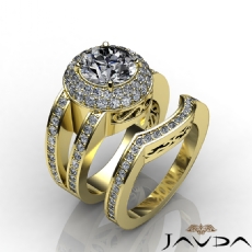 Bridal Dome Halo Split diamond Ring 18k Gold Yellow