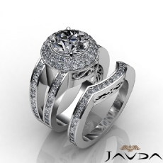 Bridal Dome Halo Split diamond Ring 18k Gold White