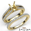 Prong Diamond Engagement Ring Cushion Bridal Set 14k Yellow Gold Semi Mount 1.1Ct - javda.com 