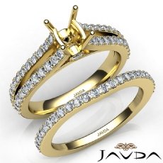Prong Diamond Engagement Ring Cushion Bridal Set 14k Gold Yellow Semi Mount  (1.1Ct. tw.)