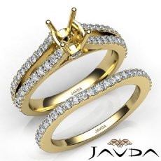 Prong Diamond Engagement Ring Bridal Set 14k Gold Yellow Cushion Cut Semi Mount  (1.1Ct. tw.)