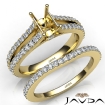 Prong Diamond Engagement Ring Emerald Bridal Set 14k Yellow Gold Semi Mount 1.1Ct - javda.com 
