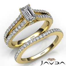 Split Shank Bezel Bridal Set diamond Ring 14k Gold Yellow