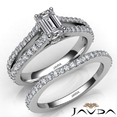 Split Shank Bezel Bridal Set diamond Ring 14k Gold White