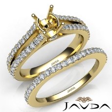 Prong Diamond Engagement Ring Oval Bridal Set 14k Gold Yellow Semi Mount  (1.1Ct. tw.)