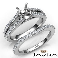 Prong Diamond Engagement Ring Oval Bridal Set 14K White Gold Semi Mount 1.1Ct