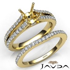 Prong Diamond Engagement Ring Princess Bridal Set 14k Gold Yellow Semi Mount  (1.1Ct. tw.)