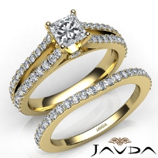 Prong Split Shank Bridal Set diamond Ring 18k Gold Yellow