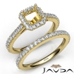 French V Cut Pave Diamond Engagement Ring Asscher Bridal Sets 14k Yellow Gold 1.5Ct - javda.com 