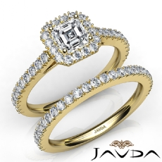 French V Cut Pave Bridal Set diamond Ring 18k Gold Yellow