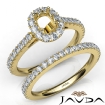 French V Cut Pave Diamond Engagement Ring Cushion Bridal Sets 18k Yellow Gold 1.5Ct - javda.com 