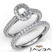 French V Cut Pave Diamond Engagement Ring Cushion Bridal Sets 18k White Gold 1.5Ct - javda.com 