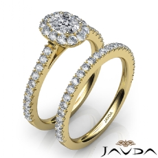 French V Cut Pave Bridal diamond Ring 18k Gold Yellow