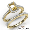 French V Cut Pave Diamond Engagement Ring Emerald Bridal Sets 14k Yellow Gold 1.5Ct - javda.com 